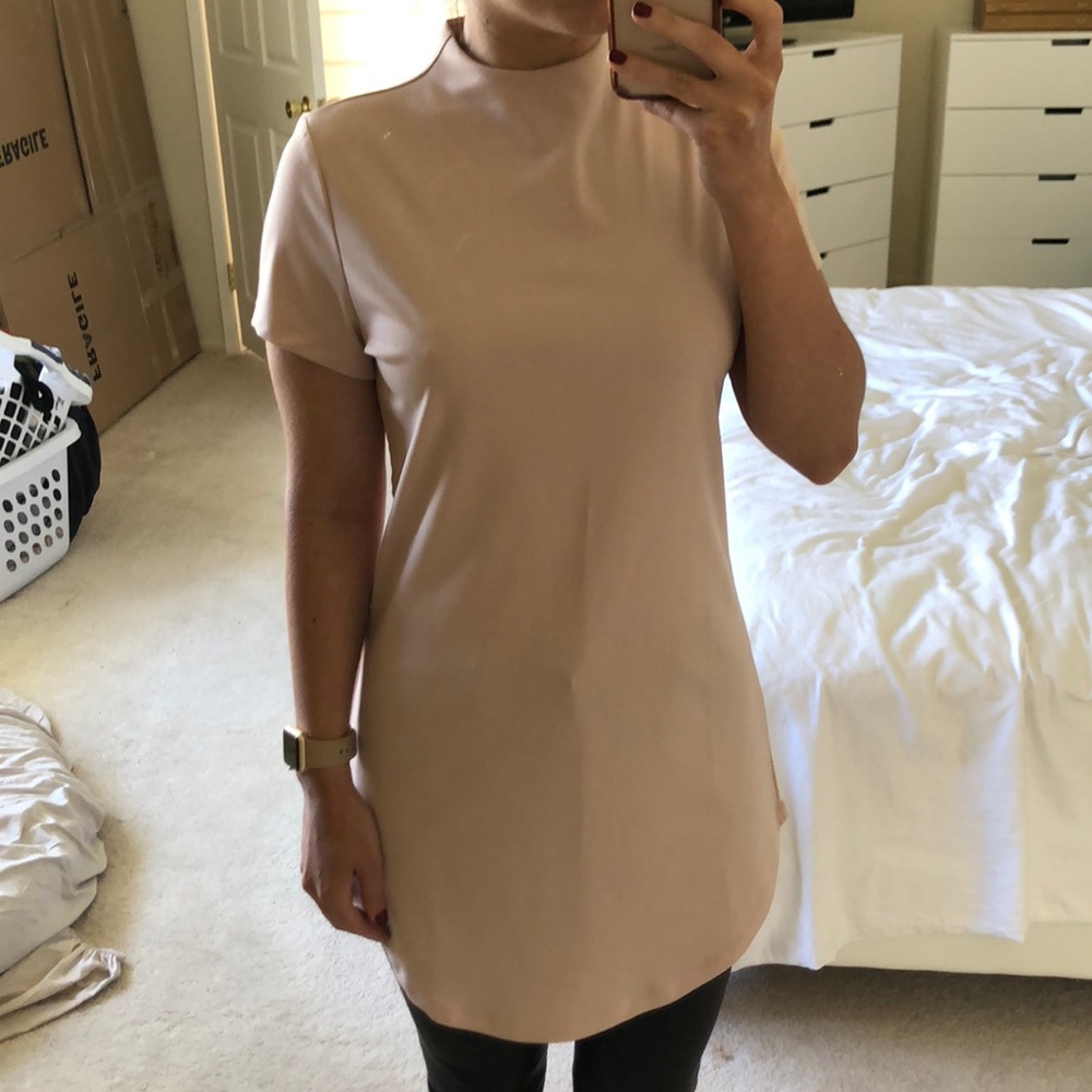 Blush mock neck top